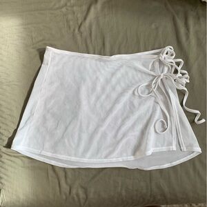 White Sheer Beach Cover Up Mini Skirt Size Small
